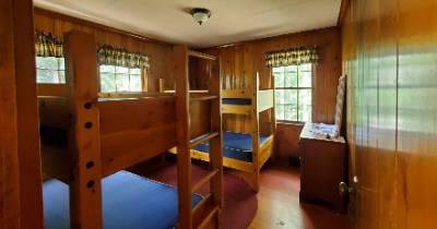 Lodge building bedroom 3 with twin bunk beds